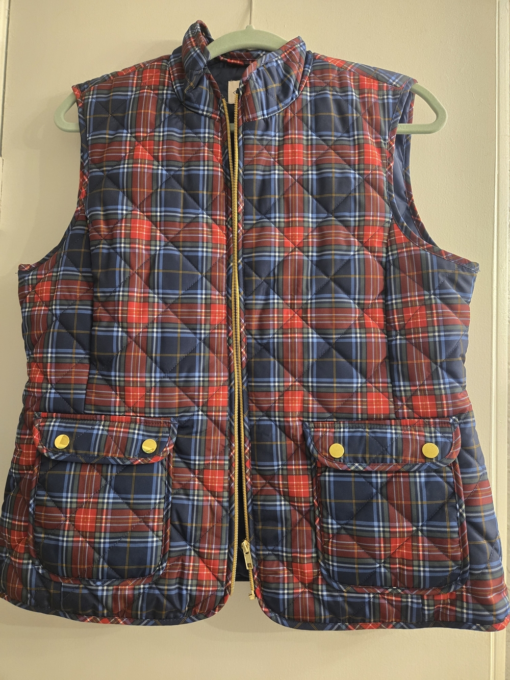 St. John's Bay Quilted Plaid Vest - Red & Blue